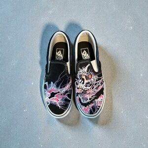 Vans Classic Slip On Zap Dress Blues Skull Brand New #skater